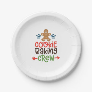 Cookie baking crew christmas paper plate