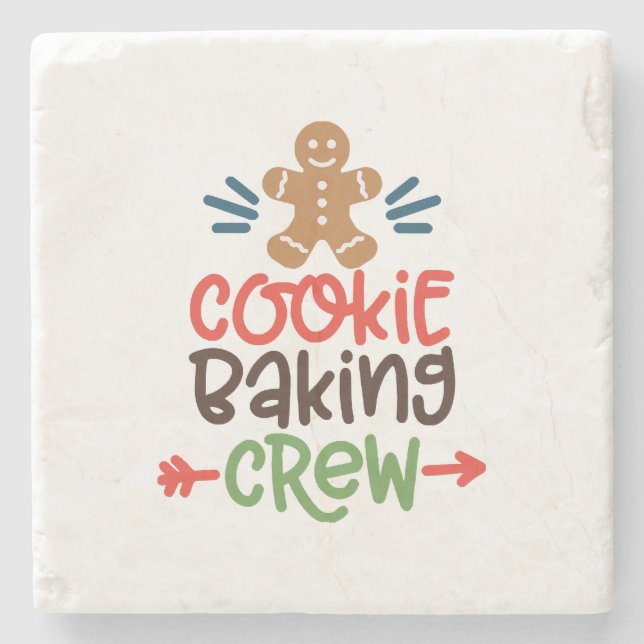 Cookie baking crew christmas  stone coaster (Front)