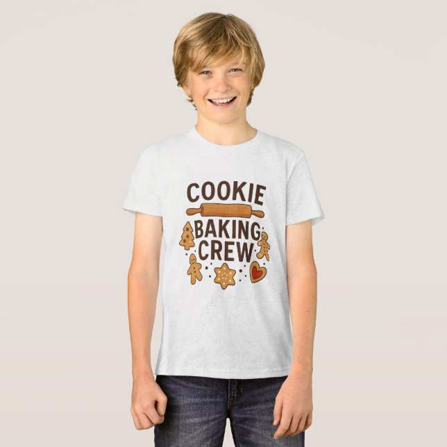 Cookie Baking Crew – Cute Gingerbread Holiday Tri-Blend Shirt (Front Full)