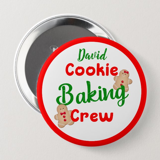 Cookie Baking Crew Fun Holiday Cooking Custom 10 Cm Round Badge (Front & Back)