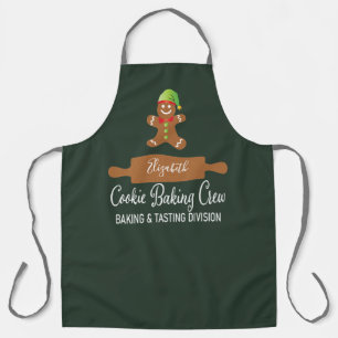 Cookie Baking Crew Funny Green Christmas Apron