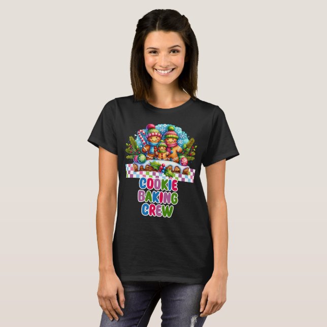 Cookie Baking Crew Gingerbread Christmas T-Shirt (Front Full)