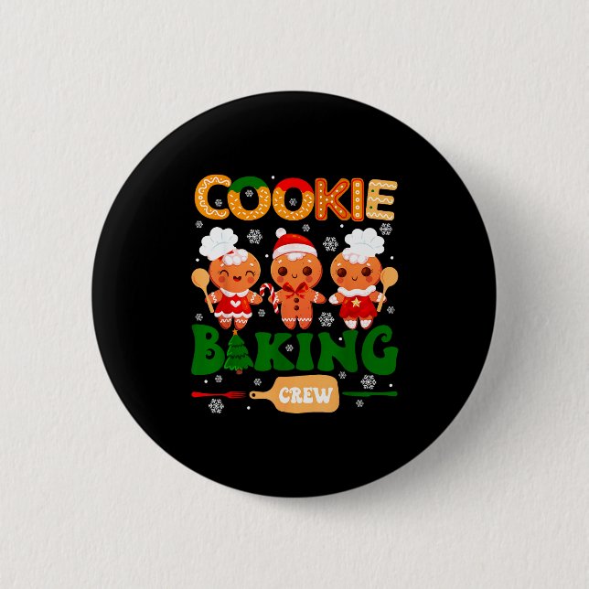 Cookie Baking Crew Gingerbread Cooking Lover Xmas  6 Cm Round Badge (Front)