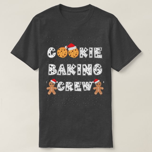 Cookie Baking Crew Gingerbread Men with Xmas Hats  T-Shirt (Design Front)
