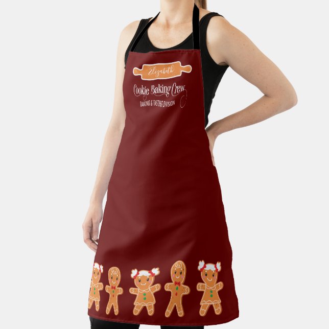 Cookie Baking Crew Gingerbread Monogram Baking Apron (Insitu)