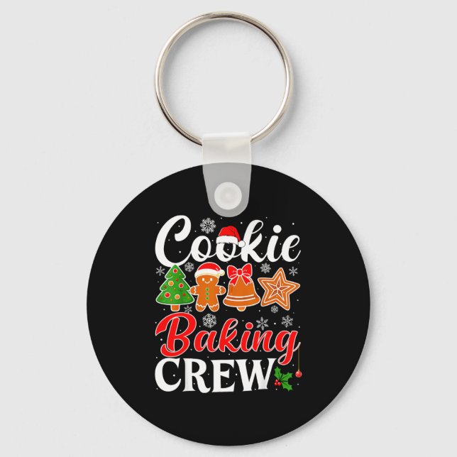 Cookie Baking Crew Gingerbread Xmas Holiday Cookie Key Ring (Front)