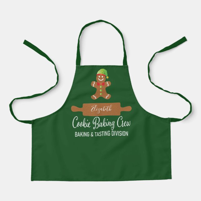 Cookie Baking Crew Green Christmas Apron (Front)