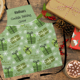 Cookie Baking Crew Merry Christmas Pattern Custom Apron