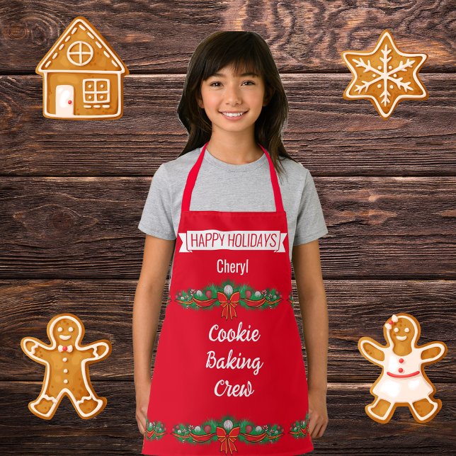 Cookie Baking  Crew - personalised red Apron (Creator Uploaded)