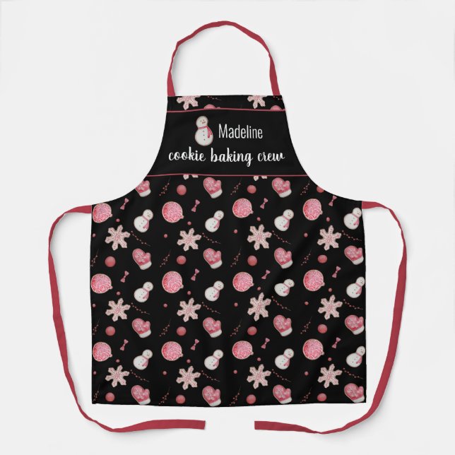 Cookie Baking Crew Snowman Personalised Apron (Front)