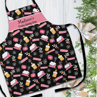 Cookie Baking Crew Winter Snowflake Pattern Custom Apron