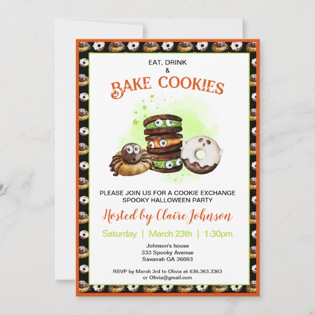 Cookie Baking Halloween Party Invitation (Front)