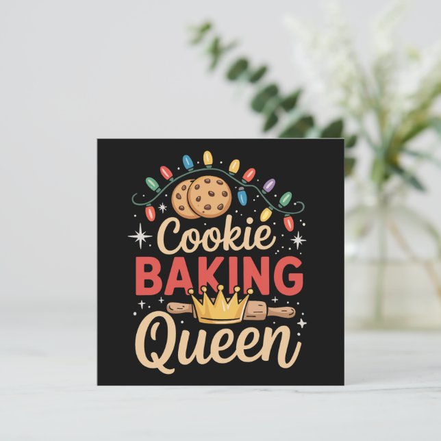 Cookie Baking Queen Baker Bakery Christmas  Holiday Card (Standing Front)