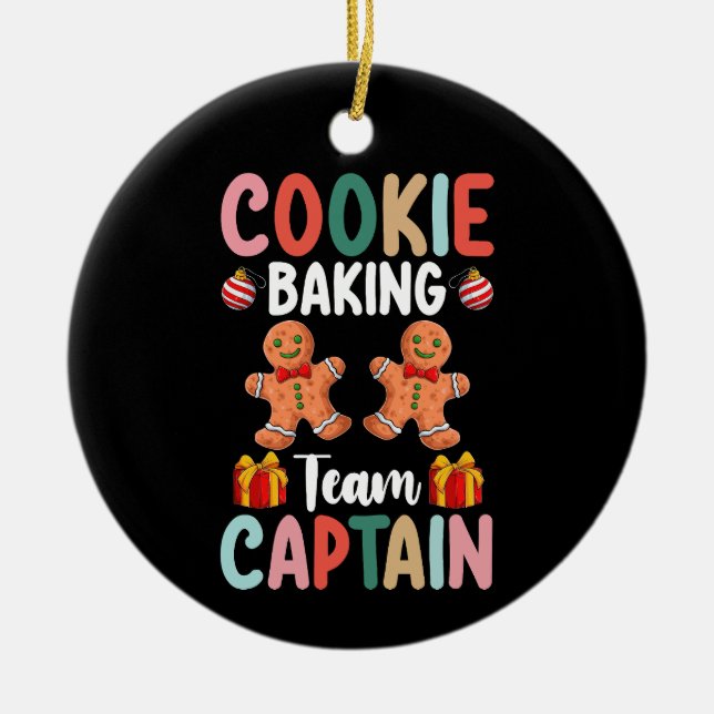 Cookie Baking Team Captain Family Christmas Ceramic Tree Decoration (Front)
