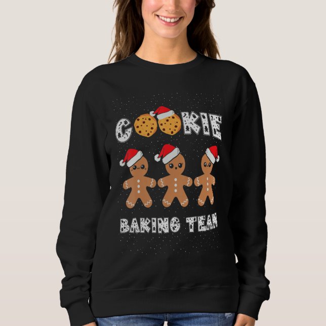 Cookie Baking Team Gingerbread Men With Xmas Hats  Sweatshirt (Front)