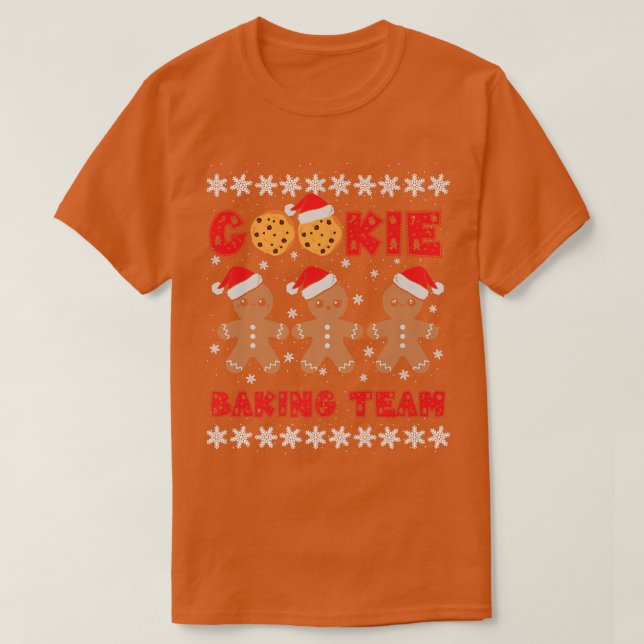 Cookie Baking Team Gingerbread Men with Xmas Hats  T-Shirt (Design Front)