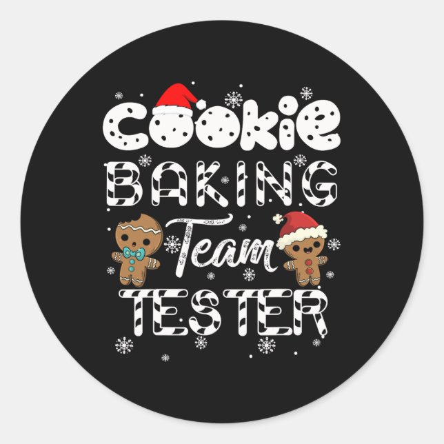 Cookie Baking Team Tester Gingerbread Christmas  Classic Round Sticker (Front)