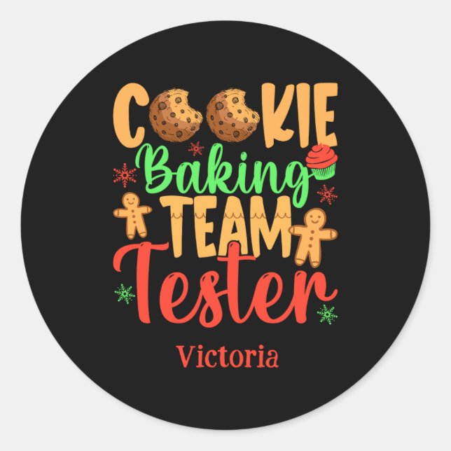 Cookie Baking Team Tester Name Holiday Toddler T S Classic Round Sticker (Front)