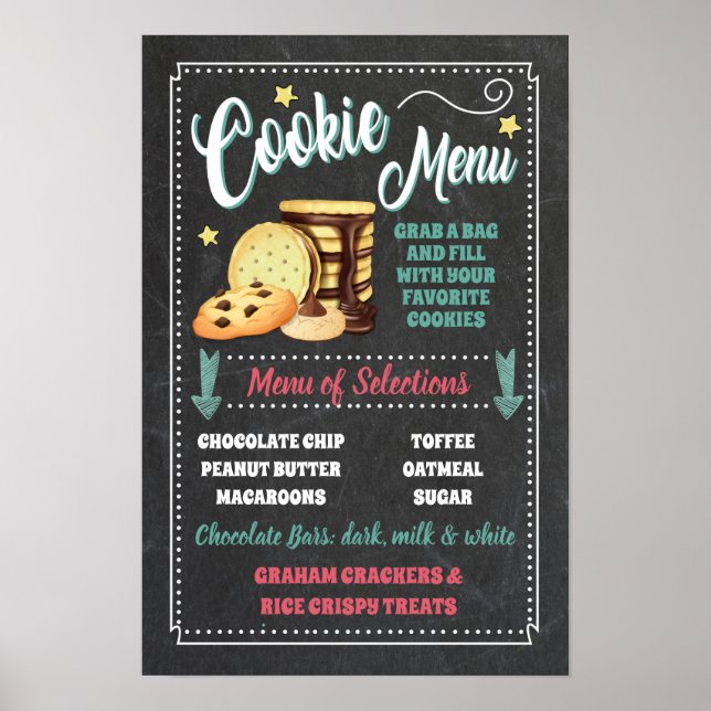 Cookie Bar Menu Party Sign (Front)