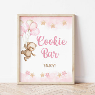 Cookie Bar Sign Pink Teddy Bear Party, Shower