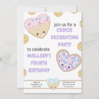 Cookie Birthday Party Invitation Cookie Decorating