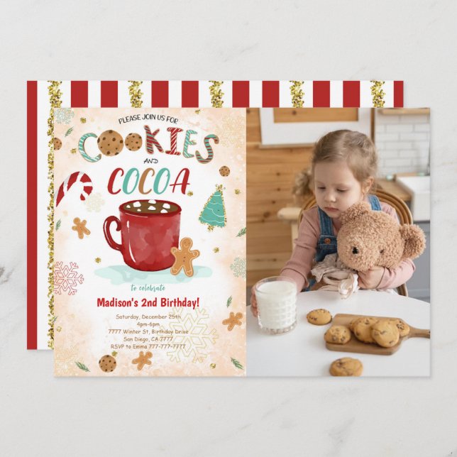 Cookie Birthday Photo Invitation  (Front/Back)