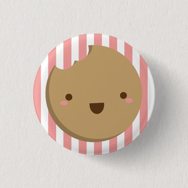 Cookie Button - Pink Stripes (Front)