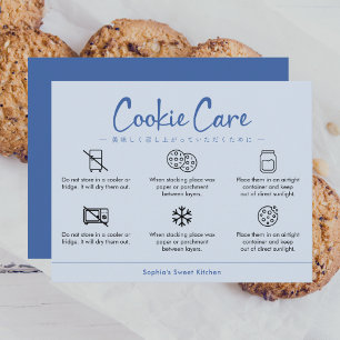 Cookie Care Instructions Dusty Blue Minimalist Thank You Card