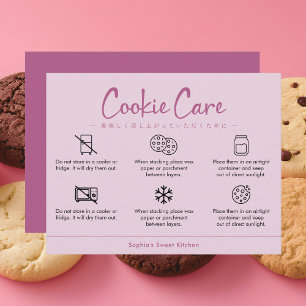 Cookie Care Instructions Dusty Pink Minimalist Thank You Card