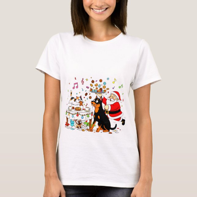Cookie Chaos: Santa’s Sweet & Silly Pet Party T-Shirt (Front)