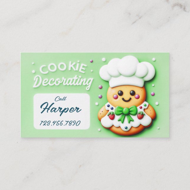 Cookie chef cookie decorating business card (Back)