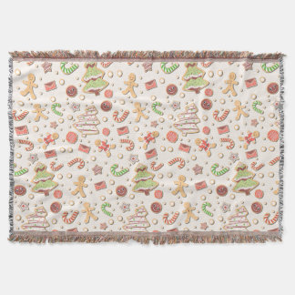 Cookie Christmas Pattern - Sweet and Festive Throw Blanket