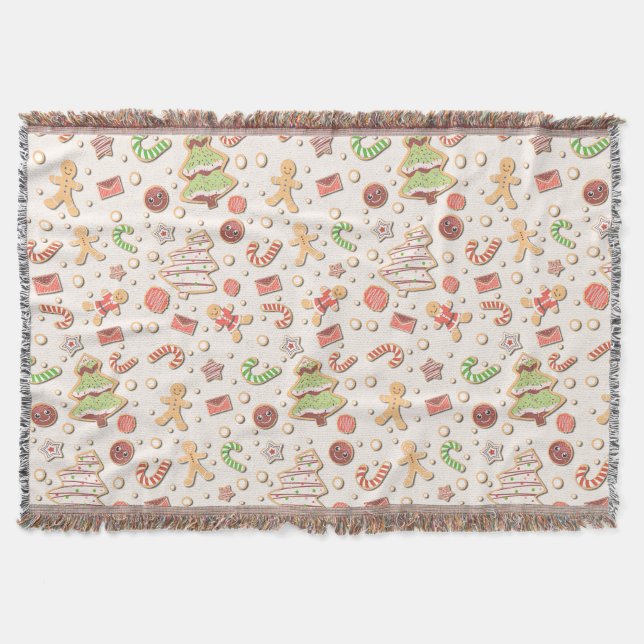Cookie Christmas Pattern - Sweet and Festive Throw Blanket (Front)