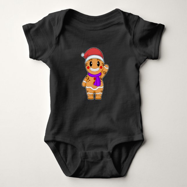 Cookie Christmas Scarf Baby Bodysuit (Front)