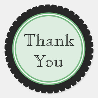 Cookie Cut Black Mint Thank You Stickers