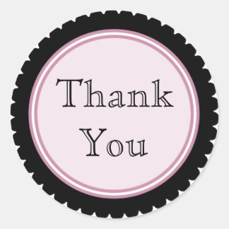 Cookie Cut Black Pink Thank You Stickers
