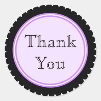Cookie Cut Black Purple Thank You Stickers