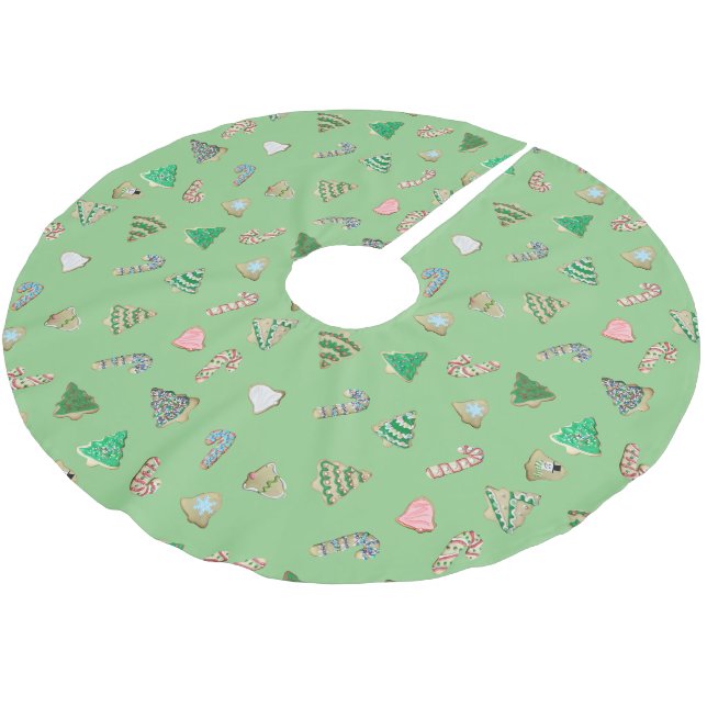 Cookie Cut Out Christmas Brushed Polyester Tree Skirt (Angled)