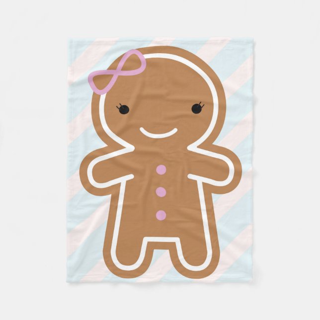 Cookie Cute Gingerbread Girl Fleece Blanket (Front)