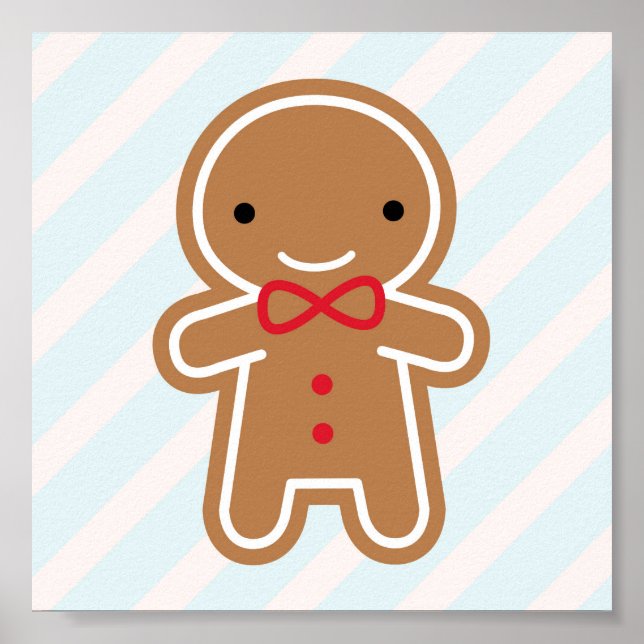 Cookie Cute Kawaii Gingerbread Man Poster (Front)