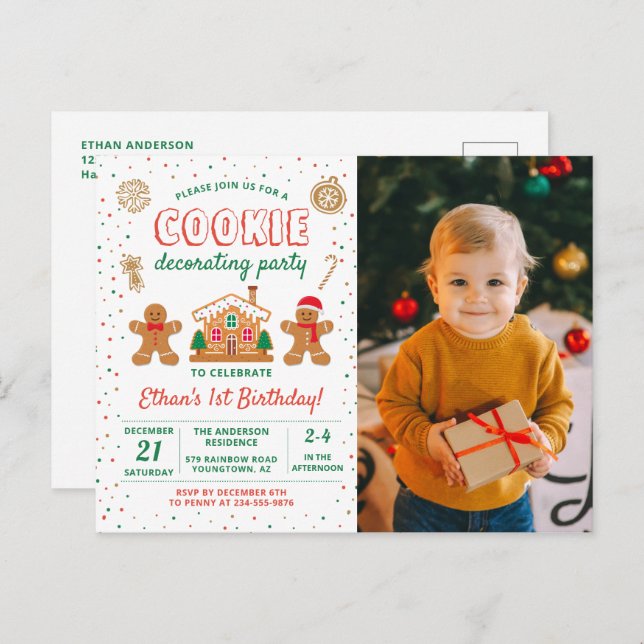 Cookie Decorating Birthday Photo Invitation Postcard (Front/Back)