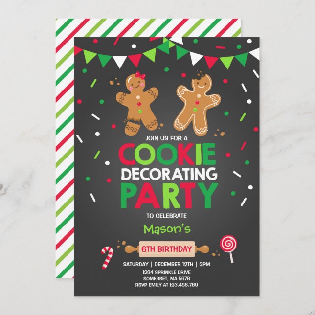 Cookie Decorating Party Invitation Holiday Party (Front/Back)