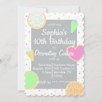 Cookie Decorating Polka Dot Birthday Invitation