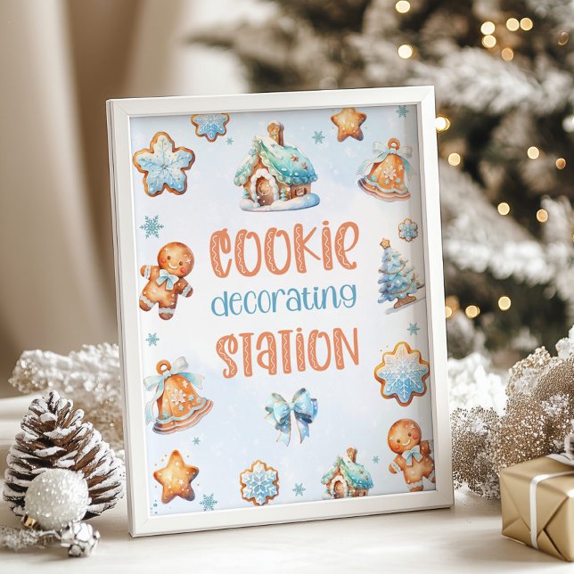 Cookie decorating station Blue Christmas Birthday Poster (Creator Uploaded)