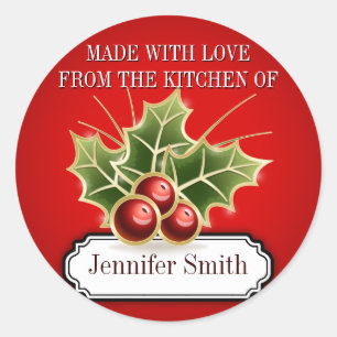 Cookie Exchange Baking Gift label with Holly Berry