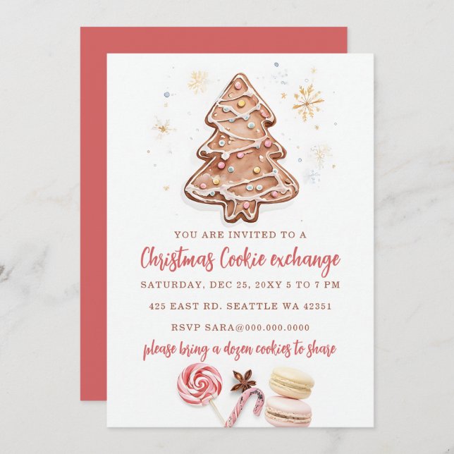 Cookie Exchange Christmas Party Invitation (Front/Back)