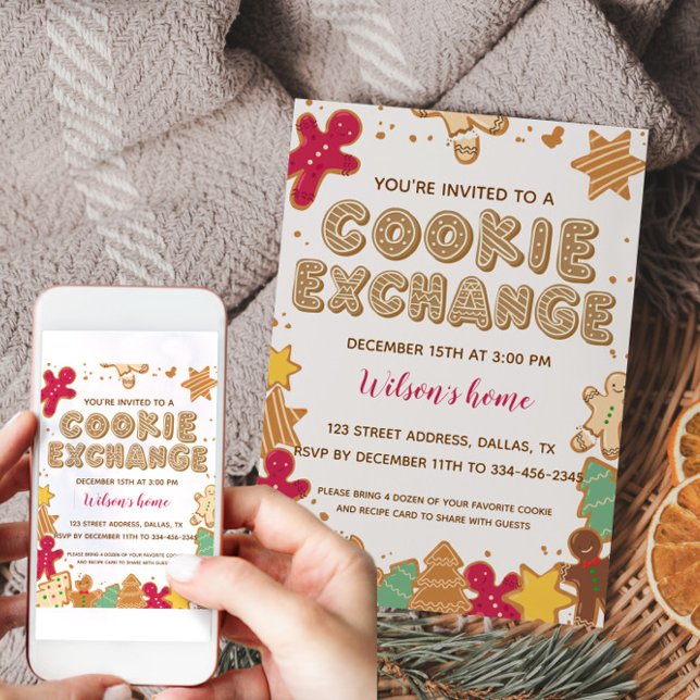 Cookie Exchange Holiday Christmas Party Invitation (Cookie Exchange Holiday Christmas Party Invitation)