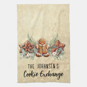 Cookie Exchange Monogram Name Tea Towel