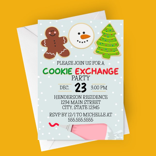 Cookie Exchange Party Invitation (Christmas Cookie Exchange Party Invitation | Modern Cookie Clipart )