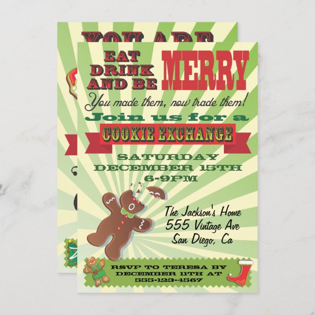 Cookie Exchange Party Invitations (Front/Back)